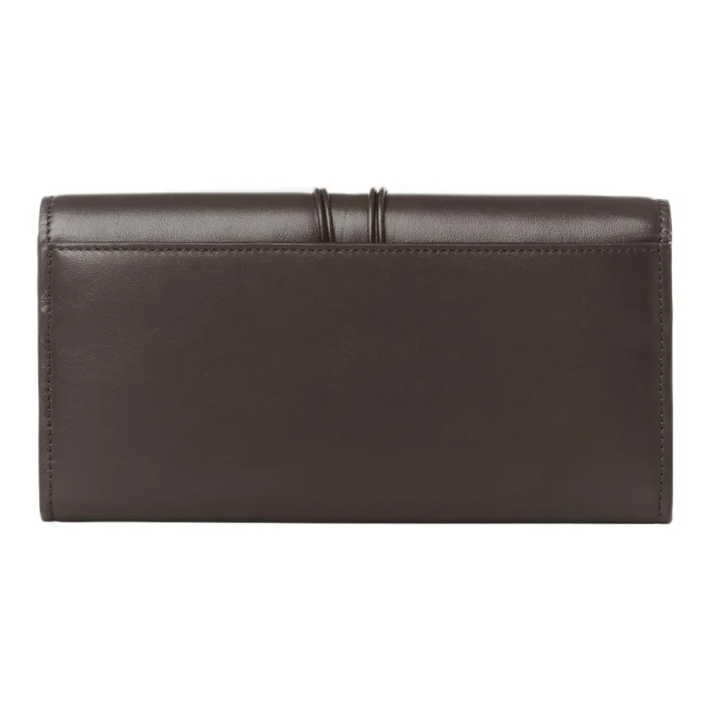 Chloe Grained Shiny Calfskin Long Wallets Women's Dark Brown-1