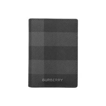 Burberry Calfskin Trim Wallet Men's Black & Gray