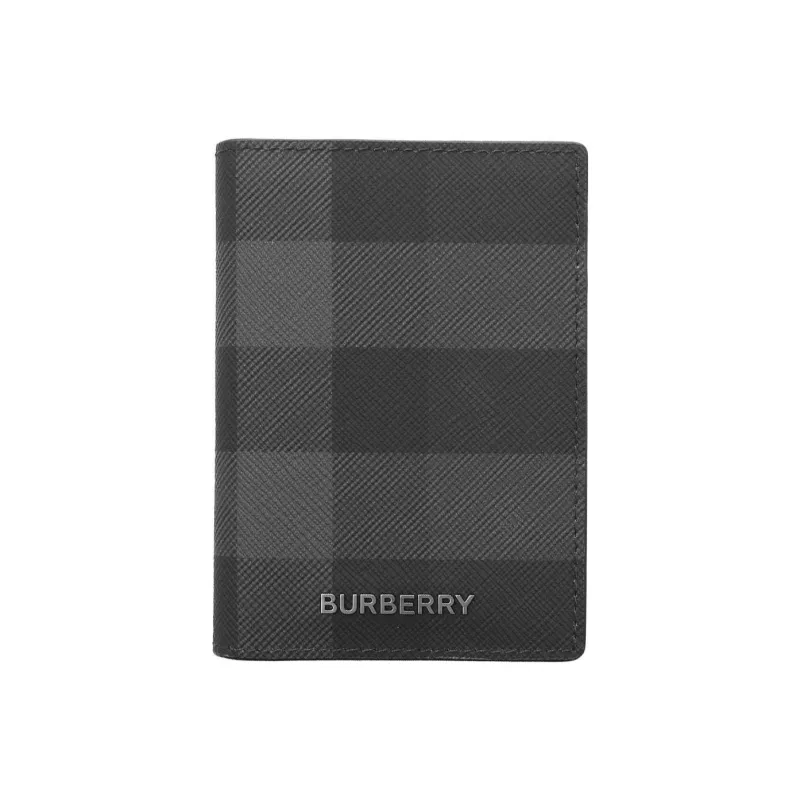 Burberry Calfskin Trim Wallet Men's Black & Gray-0