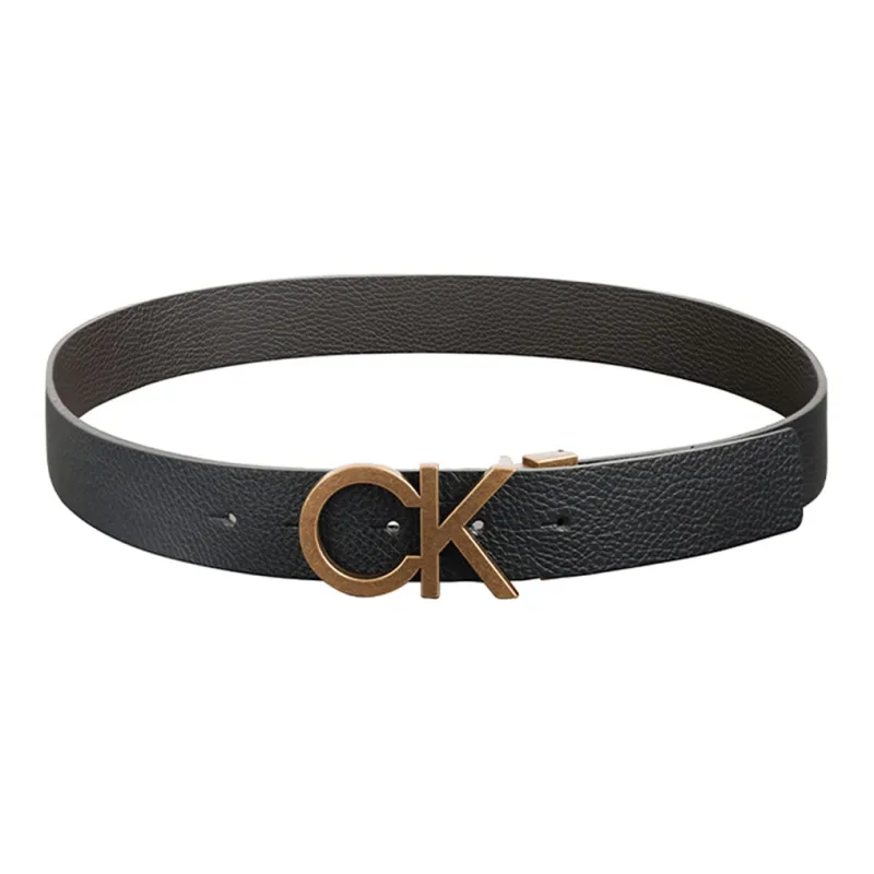 CK/Calvin Klein Trendy Versatile Individual Smooth Buckle Men's Black Width 3.5cm-3