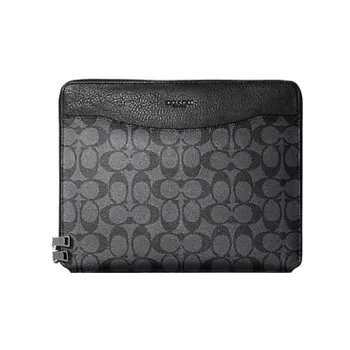 COACH Tech Case Coated Canvas Clutch Men's Gray & Black