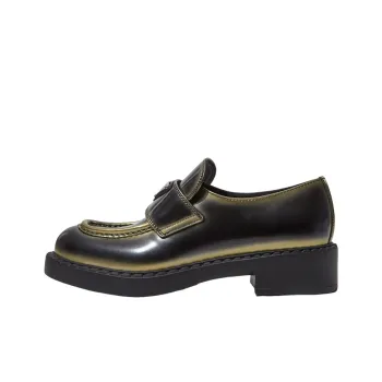 PRADA Leather Loafers 'Black Spray Paint' Women's