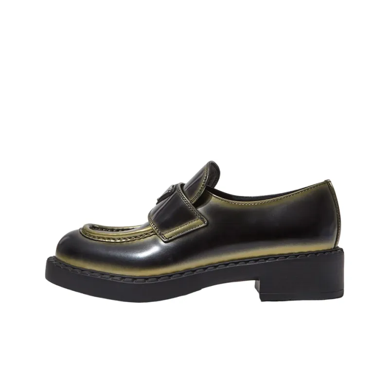 PRADA Leather Loafers 'Black Spray Paint' Women's-0