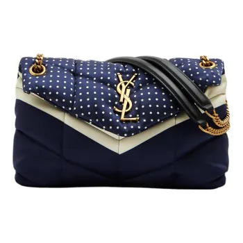 SAINT LAURENT LOULOU Velvet Leather Crossbody Bag Shoulder Bag Small Size Women's Blue