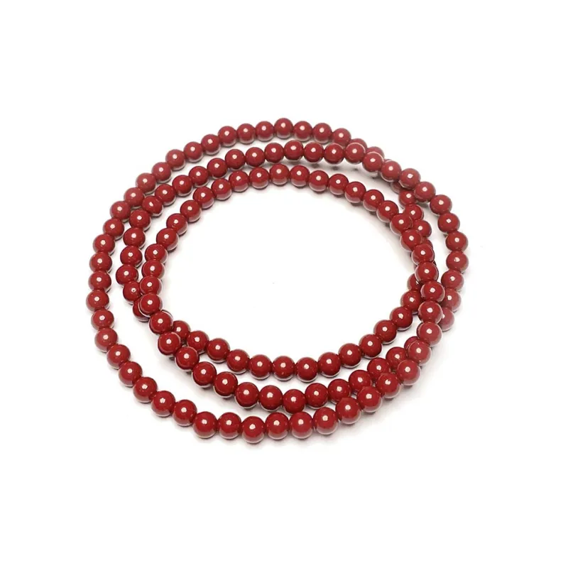 MOUNTAINS AND MANS Cinnabar New Chinese Style Multi Wrap Good Luck Beaded Bracelet Unisex-9