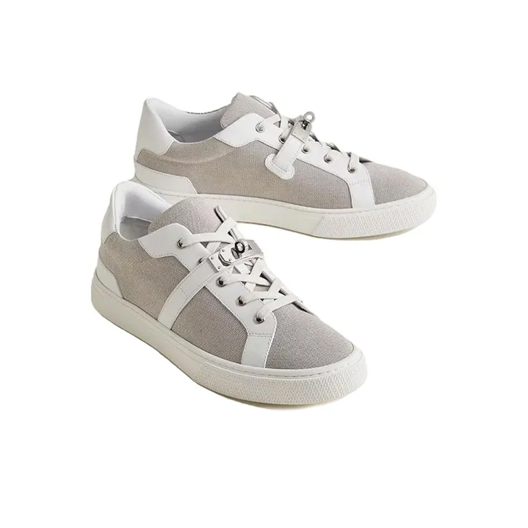 HERMES Day Low Top Stylish Skateboarding Shoes Men's Gray White-3