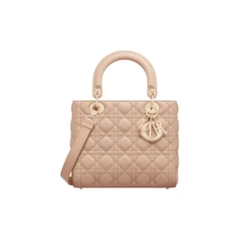 DIOR Lady Dior Sheepskin Daisie Bag Shoulder Bag Crossbody Bag Handbag Medium Size Women's Sand Pink
