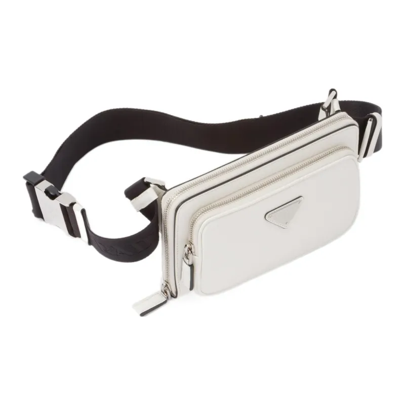 PRADA Re Edition Leather Crossbody Bag, Shoulder Bag Men's White-2