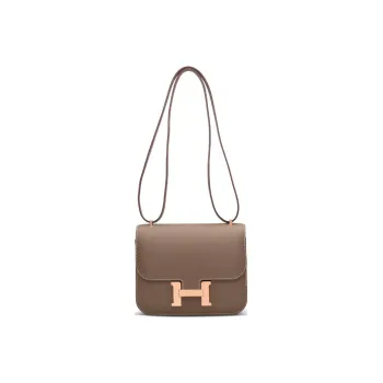 HERMES Constance Cow Leather Kangkang Shoulder Bag, Crossbody Bag Mini Women's Elephant Gray