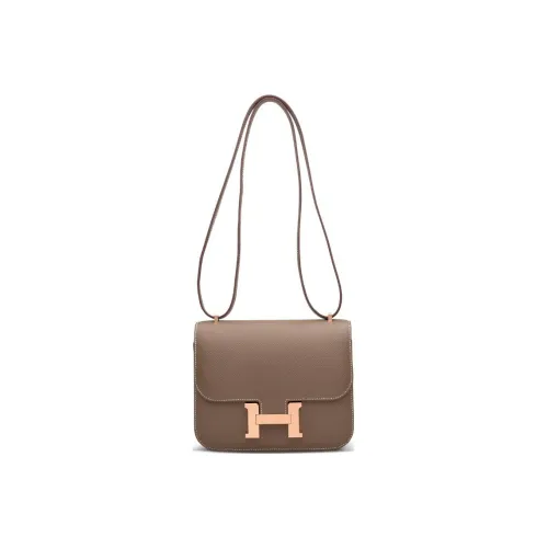 HERMES Constance Cow Leather Kangkang Shoulder Bag, Crossbody Bag Mini Women's Elephant Gray