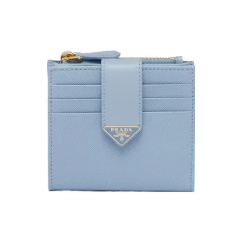 PRADA Saffiano Leather Wallet Small Size Women's Blue