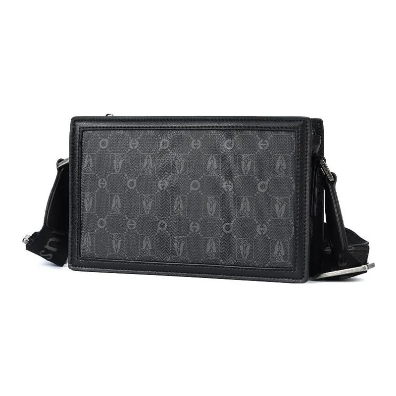 Hush Puppies Top Grain Cow Leather Small Square Bag Shoulder Bag Regular Men's Black-1