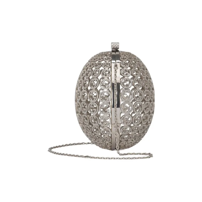 GUCCI Crystal Shoulder Bag Crossbody Bag Clutches Women's Silver-2