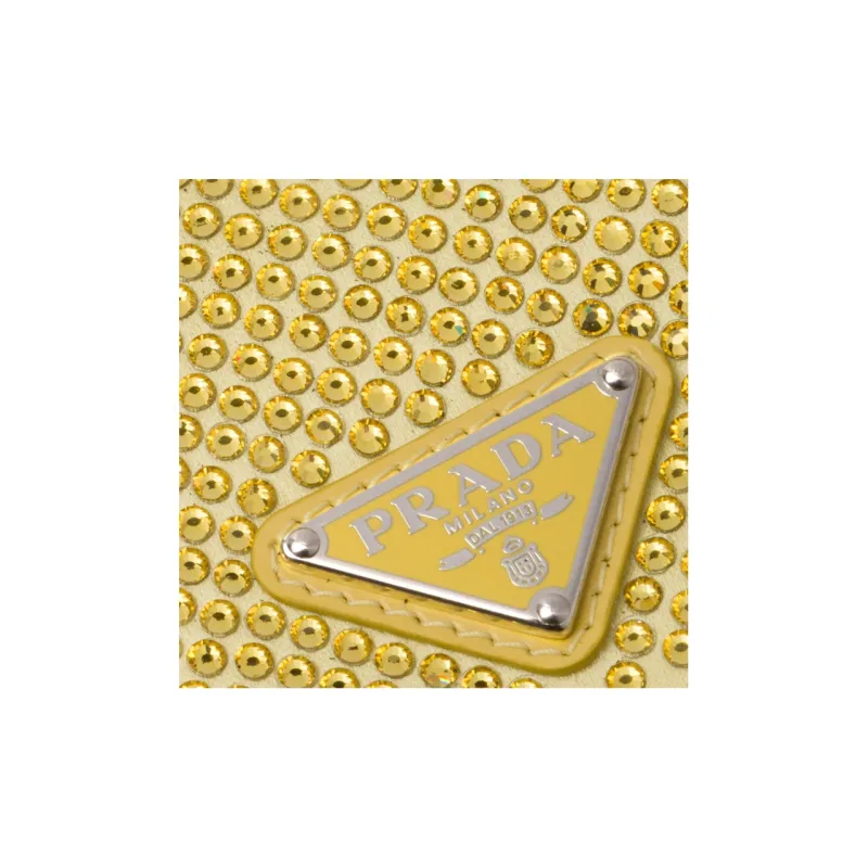 PRADA Fabric With Leather Card Holder Women's Gold-1