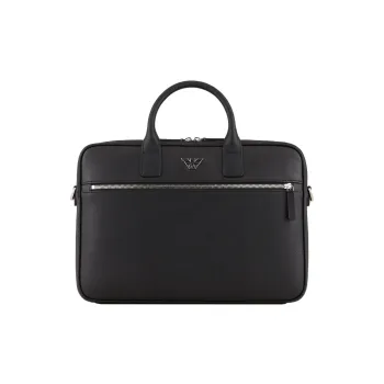 EMPORIO ARMANI Leather Briefcase, Shoulder Bag, Crossbody Bag, Handbag Men's Black
