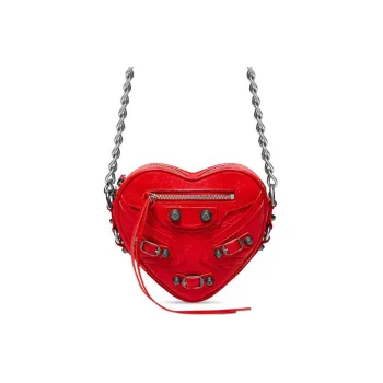 Balenciaga Le Cagole Sheepskin Biker Bag Crossbody Shoulder Bag Mini Women's Red