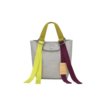 LONGCHAMP Le Pliage Re play Canvas With Leather Trim One Shoulder Canvas Bag Handbag Small Size Women's Gray