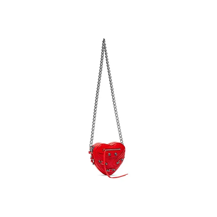 Balenciaga Le Cagole Sheepskin Biker Bag Crossbody Shoulder Bag Mini Women's Red-2