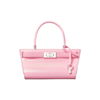TORY BURCH Lee Radziwill Patent Leather Suede Trapezoid Trunk Bag Crossbody Handbag Shoulder Bag Women's Pink