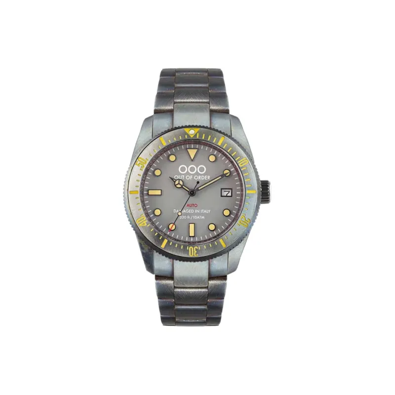 OUT OF ORDER Wrist Watch Automatic Mechanical Movement Stainless Steel Strap Gray Dial Men's Watches OOO.001 16.2.GR-0