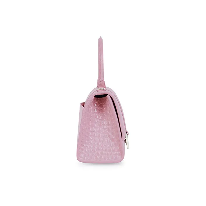 Balenciaga Hourglass Cow Leather Hourglass Bag Shoulder Bag Crossbody Bag Handbag Small Size Women's Pink-1