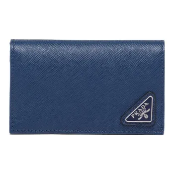 PRADA Saffiano Leather Card Clip Card Holder Wallets Men's Blue