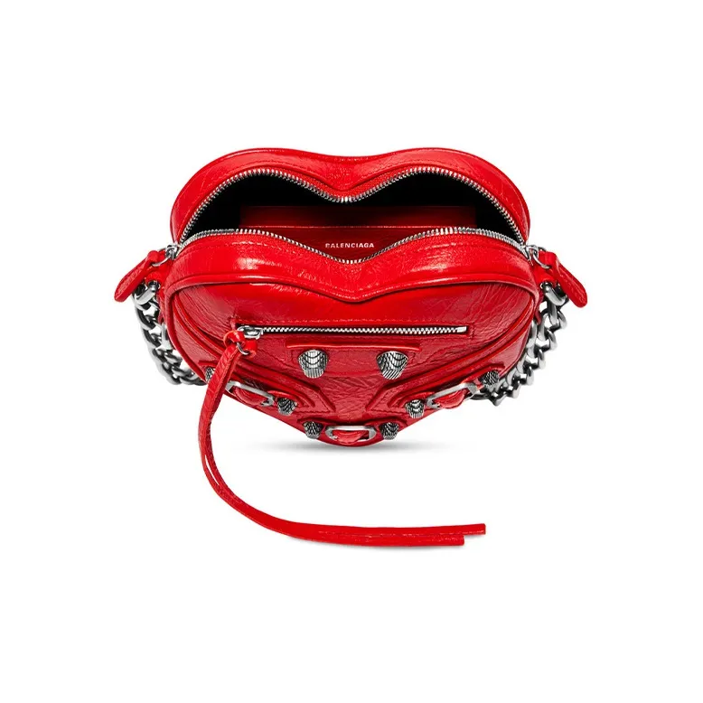 Balenciaga Le Cagole Sheepskin Biker Bag Crossbody Shoulder Bag Mini Women's Red-5