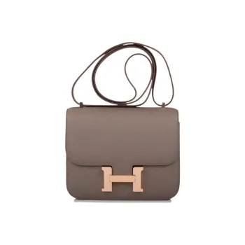 HERMES Constance Epsom Leather Shoulder Bag Crossbody Bag Mini Women's 8F Gris ÉTain Tin Gray