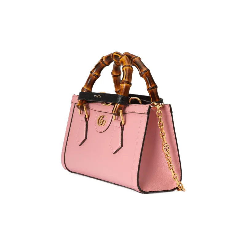 GUCCI Diana Leather Portable Crossbody Bag Shoulder Bag Small Size Women's Pink-3