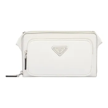 PRADA Re Edition Leather Crossbody Bag Shoulder Bag Men's White