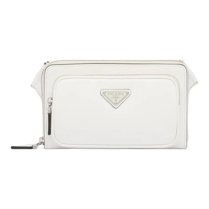 PRADA Re Edition Leather Crossbody Bag, Shoulder Bag Men's White-0