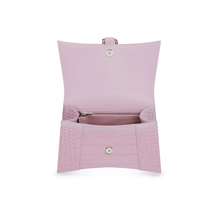 Balenciaga Hourglass Cow Leather Hourglass Bag Shoulder Bag Crossbody Bag Handbag Small Size Women's Pink-3