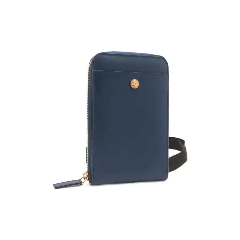 VERSACE Cow Leather One Shoulder Crossbody Cell Phone Pouch Men's Blue-1