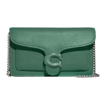 COACH Tabby Pebbled Leather One Shoulder Crossbody Clutches Small Size Women's Green