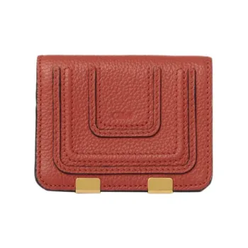 Chloe Marcie Grained Calfskin Wallet Small Size Women's Ochre Red