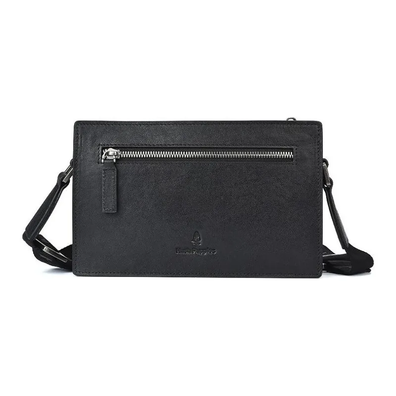 Hush Puppies Top Grain Cow Leather Small Square Bag Shoulder Bag Regular Men's Black-2