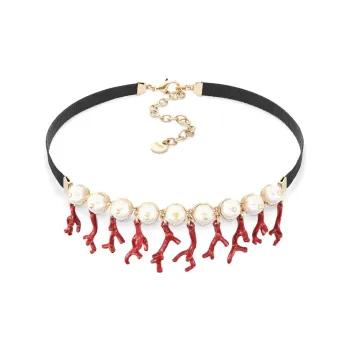 DIOR Logo Engraved Embellished Necklace