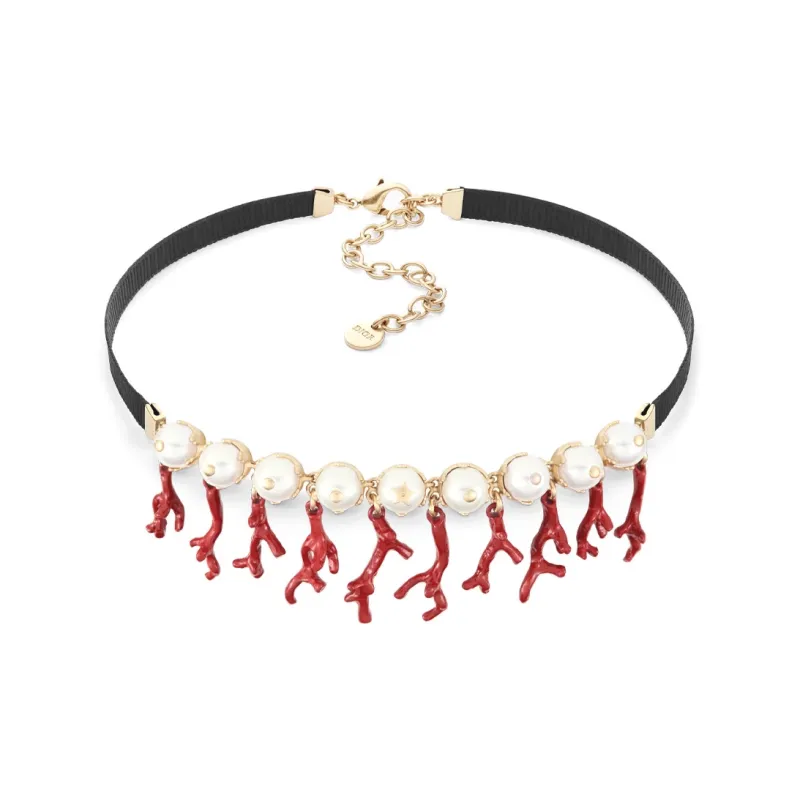 DIOR Logo Engraved Embellished Necklace-0