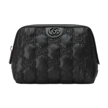 GUCCI GG Matelassé Leather Clutches Storage Bags Makeup Bag Small Size Women's Black