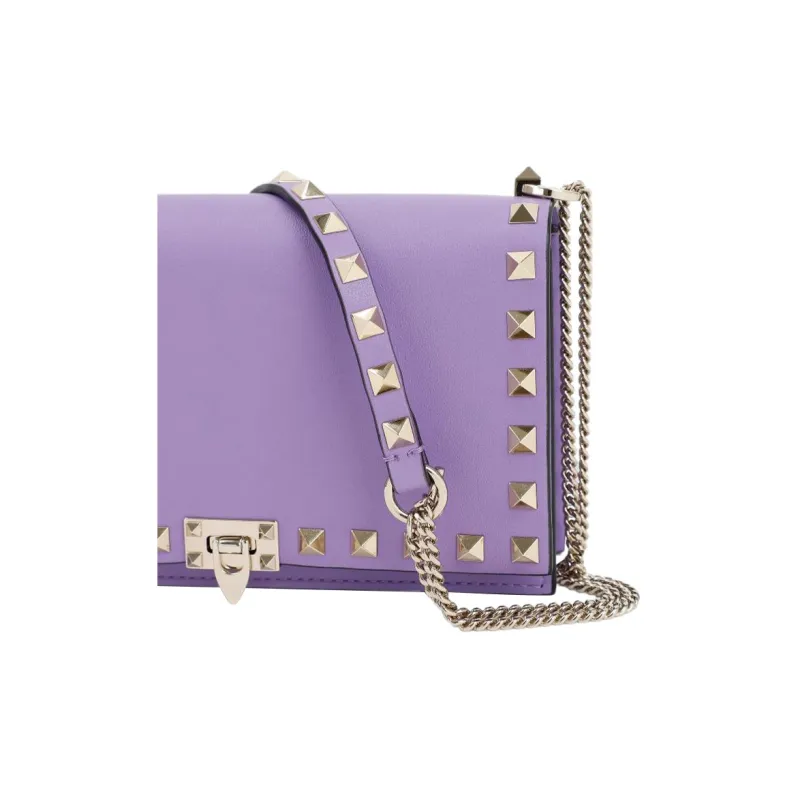 Valentino Rockstud Leather Crossbody Bag Shoulder Bag Women's Purple-3
