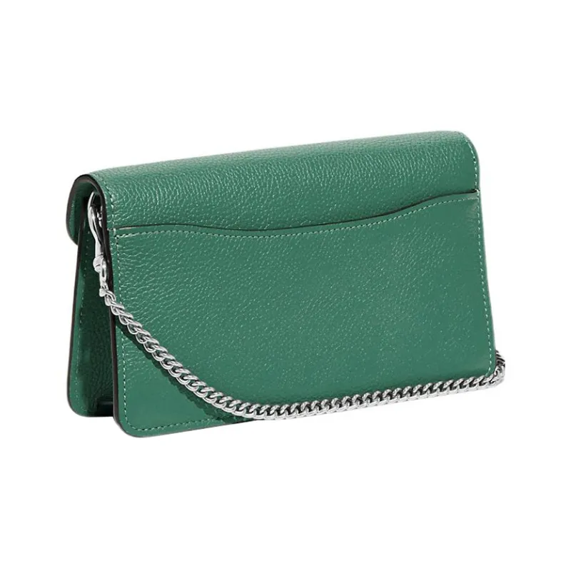 COACH Tabby Pebbled Leather One Shoulder Crossbody Clutch Trumpets Women's Green-1