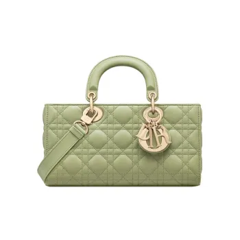 DIOR Lady D-JOY Sheepskin And Leather Shoulder Bag Crossbody Bag Handbag Medium Size Women's Dreamy Green