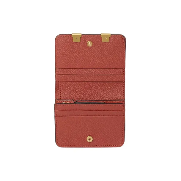 Chloe Marcie Grained Calfskin Wallet Small Size Women's Ochre Red-2