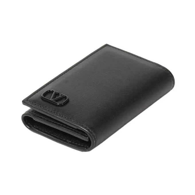Valentino Leather Key Pouch Men's Black-2