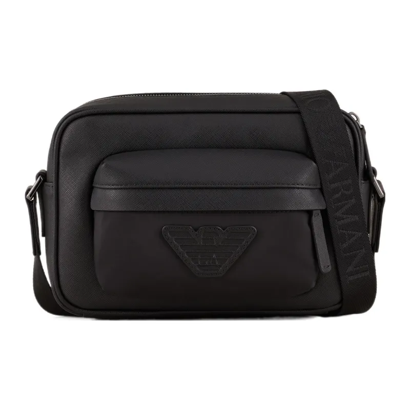 EMPORIO ARMANI Polyester Leather Crossbody Bag, Shoulder Bag Men's Black-0