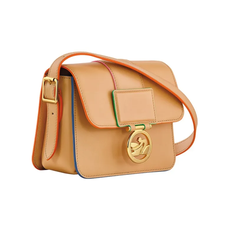 LONGCHAMP BOX-TROT Calfskin Small Square Bag Shoulder Bag Crossbody Bag Small Size Women's Sand White-1