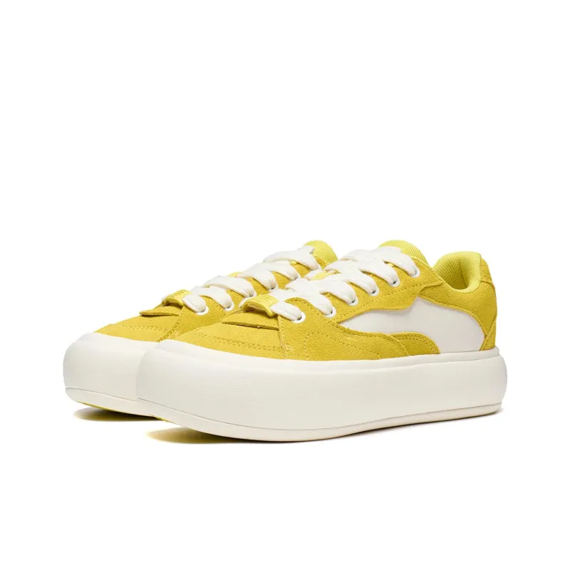 LiNing Low Top Skateboard Shoes Women's Yellow White-2