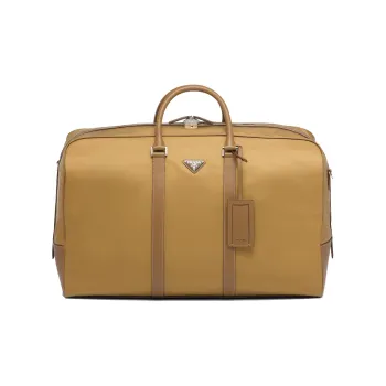PRADA Fabric With Leather Luggage Bag Shoulder Bag Crossbody Handbag Women's Yellow