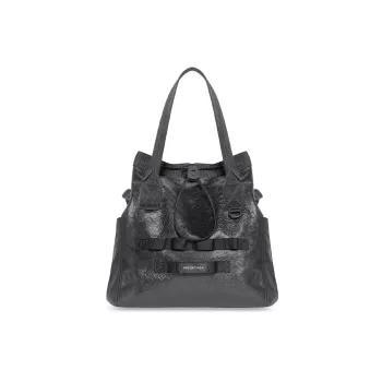 Balenciaga Army Fine Grained Sheepskin Tote Bag Shopping Bag Handbag Shoulder Bag Men's Dark Gray