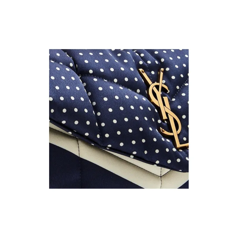SAINT LAURENT LOULOU Velvet Leather Crossbody Bag Shoulder Bag Small Size Women's Blue-4